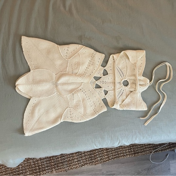 Cult Gaia M Floreana paneled dress Cream Crochet Halter Dress - Picture 2 of 9